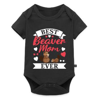 Beste Bibermama aller Zeiten Wildtier Tier Damm Na - Baby Premium Kurzarmbody - Schwarz - Vorne