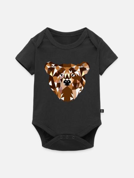 Neugieriger Grizzlybär Waldpfad - Baby Premium Kurzarmbody - Schwarz