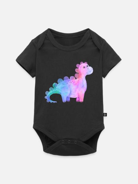 Dino - Baby Premium Kurzarmbody - Schwarz
