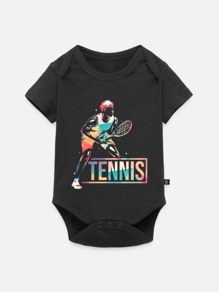 Flinker Tennisspieler Rasentennis - Baby Premium Kurzarmbody - Schwarz