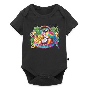 Fruit basket with parrot - Baby Premium short-sleeve bodysuit - black - Front