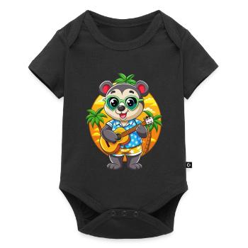 Lustige Panda Cartoon Sommer Strand Sonnenbrille Gitarre - Baby Premium Kurzarmbody - Schwarz - Vorne