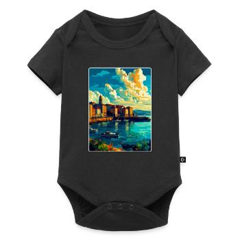 Ein Coruña Spanien Vintage Reiseplakat Souvenir WPA - Baby Premium Kurzarmbody - Schwarz - Vorne