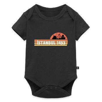 Skyline von Istanbul in einem Retro Design - Baby Premium Kurzarmbody - Schwarz - Vorne