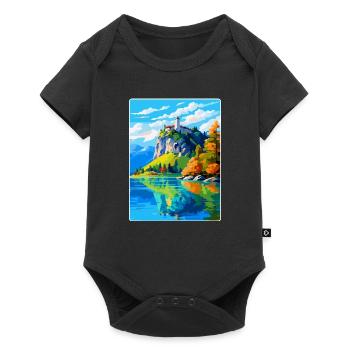 Château de Bled, Slovénie, Affiche de voyage vintage, WPA, Art - Body à manches courtes Premium Bébé - noir - Devant
