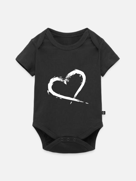 herz - Baby Premium Kurzarmbody - Schwarz