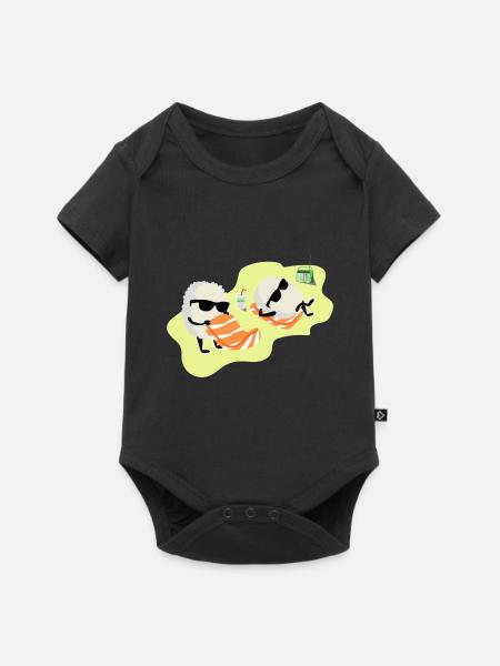 Sonnenhungriges Sushi Lachsrolle - Baby Premium Kurzarmbody - Schwarz