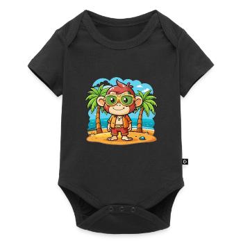 Affe Lustige Cartoon Sommer Strand Sonnenbrille - Baby Premium Kurzarmbody - Schwarz - Vorne
