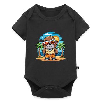 Gorilla Lustige Cartoon Sommer Strand Sonnenbrille - Baby Premium Kurzarmbody - Schwarz - Vorne