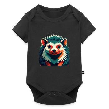 Igel Zeichentrickfigur Buntes Haustier Tier - Baby Premium Kurzarmbody - Schwarz - Vorne