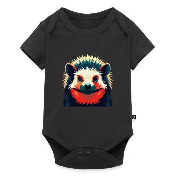 Igel Cartoon Figur Buntes Haustier Tier - Baby Premium Kurzarmbody - Schwarz - Vorne