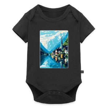 Hallstatt Lake Austria Vintage Travel Poster WPA - Baby Premium short-sleeve bodysuit - black - Front