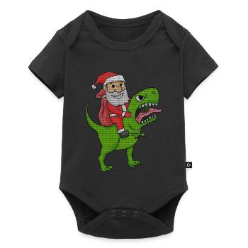 Weihnachten Dinosaurier Ugly Christmas Effekt - Baby Premium Kurzarmbody - Schwarz - Vorne
