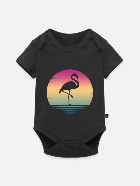 Flamingo - Baby Premium Kurzarmbody - Schwarz