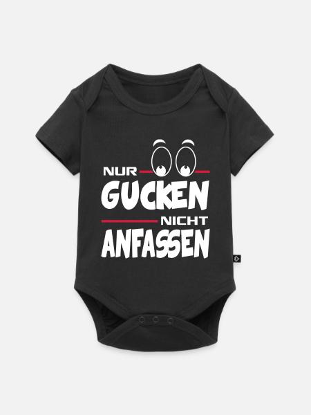 Baby Nicht anfassen berühren gucken - Baby Premium Kurzarmbody - Schwarz