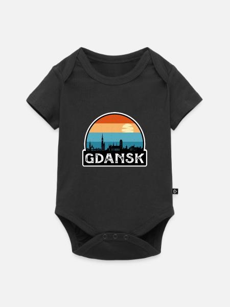 Danzig Polen Flagge Skyline Reisesouvenir - Baby Premium Kurzarmbody - Schwarz