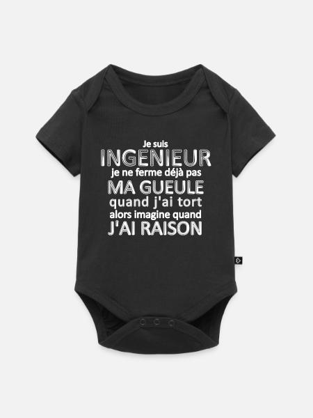 Je suis ingénieur - Body à manches courtes Premium Bébé - noir