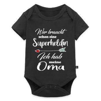 Superheldin Familie Oma - Baby Premium Kurzarmbody - Schwarz - Vorne