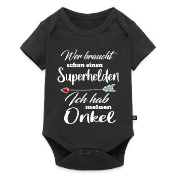 Superhelden Familie Onkel - Baby Premium Kurzarmbody - Schwarz - Vorne