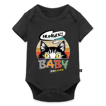 Baby Hunger Katze - Baby Premium Kurzarmbody - Schwarz - Vorne