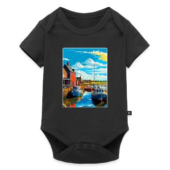 Whitstable Harbour, England, Vereinigtes Königreich, Reiseposter, WPA - Baby Premium Kurzarmbody - Schwarz - Vorne
