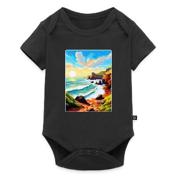 Hartland Quay Devon Vintage Travel Poster Souvenir - Baby Premium short-sleeve bodysuit - black - Front