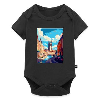 Exeter England Uk Vintage Reiseposter Souvenir - Baby Premium Kurzarmbody - Schwarz - Vorne