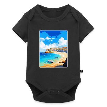 St Ives Cornwall England Vereinigtes Königreich Vintage Reiseposter - Baby Premium Kurzarmbody - Schwarz - Vorne