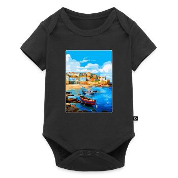 St Ives England Uk Vintage Reiseplakat Souvenir - Baby Premium Kurzarmbody - Schwarz - Vorne