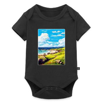 Isle Of Coll Schottland UK Vintage Reiseposter WPA - Baby Premium Kurzarmbody - Schwarz - Vorne