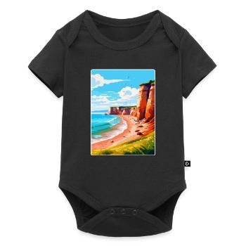 Torquay Cliffs England Uk Vintage Reiseposter - Baby Premium Kurzarmbody - Schwarz - Vorne