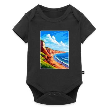 Torquay Cliffs England Uk Vintage Reiseposter - Baby Premium Kurzarmbody - Schwarz - Vorne