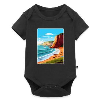Torquay Cliffs England Uk Vintage Reiseposter - Baby Premium Kurzarmbody - Schwarz - Vorne