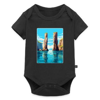 Stack Rocks Pembrokeshire Vintage Reiseposter - Baby Premium Kurzarmbody - Schwarz - Vorne