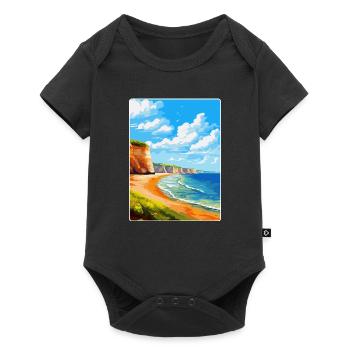 Torquay Cliffs England Uk Vintage Reiseposter - Baby Premium Kurzarmbody - Schwarz - Vorne