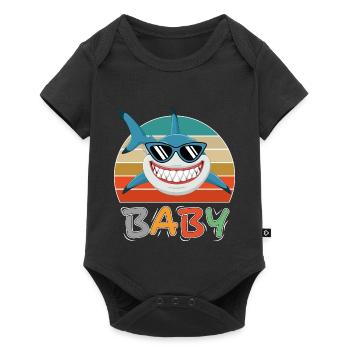 Baby Hai Fisch Tiere Lustig Sonnenbrille - Baby Premium Kurzarmbody - Schwarz - Vorne