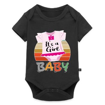 Baby It s a Girl Mädchen Retro - Baby Premium Kurzarmbody - Schwarz - Vorne