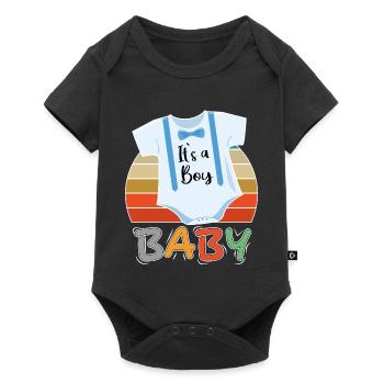 Baby It s a Boy Junge - Baby Premium Kurzarmbody - Schwarz - Vorne