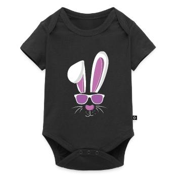 Cooler Skihase und Osterhase - Baby Premium Kurzarmbody - Schwarz - Vorne