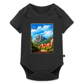 Montserrat Spanien Vintage Reiseplakat Souvenir - Baby Premium Kurzarmbody - Schwarz - Vorne