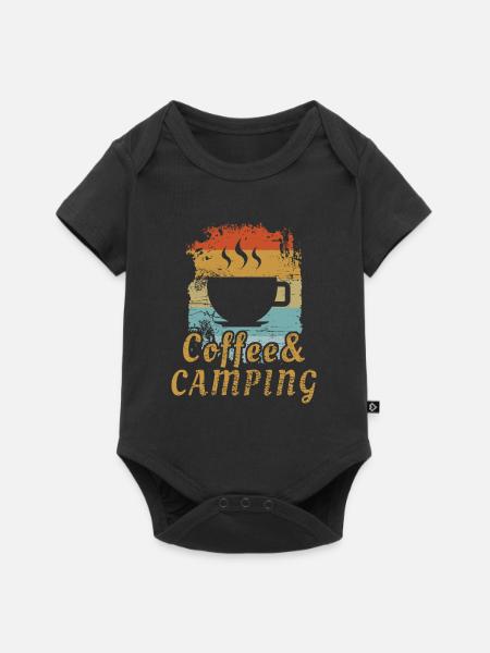 Camping und Kaffee - Baby Premium Kurzarmbody - Schwarz