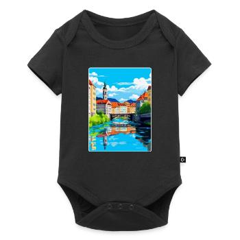 Ljubljana Slovénie Affiche de voyage vintage souvenir - Body à manches courtes Premium Bébé - noir - Devant
