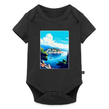 Insel Vis Kroatien Vintage Reiseplakat Souvenir - Baby Premium Kurzarmbody - Schwarz - Vorne