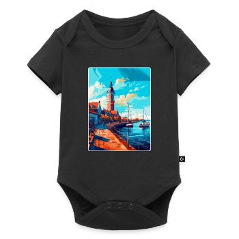 Ustka Poland Vintage Travel Poster WPA Souvenir - Baby Premium short-sleeve bodysuit - black - Front