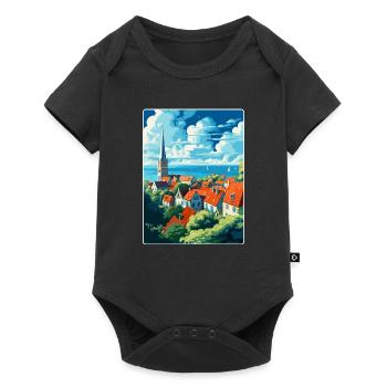 Visby Schweden Vintage Reiseposter WPA Souvenir - Baby Premium Kurzarmbody - Schwarz - Vorne