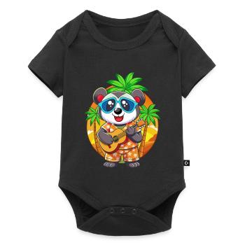 Lustige Panda Cartoon Sommer Strand Sonnenbrille Gitarre - Baby Premium Kurzarmbody - Schwarz - Vorne