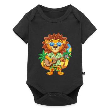Funny Lion Cartoon Summer Beach Sunglasses Guitar - Baby Premium short-sleeve bodysuit - black - Front