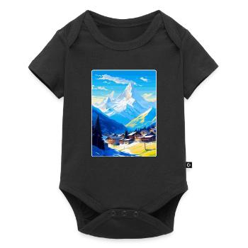 Chamonix Frankreich Vintage Reiseposter Souvenir WPA - Baby Premium Kurzarmbody - Schwarz - Vorne