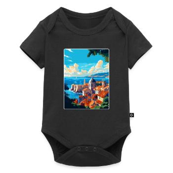 Dubrovnik Kroatien Vintage Reiseplakat Souvenir - Baby Premium Kurzarmbody - Schwarz - Vorne