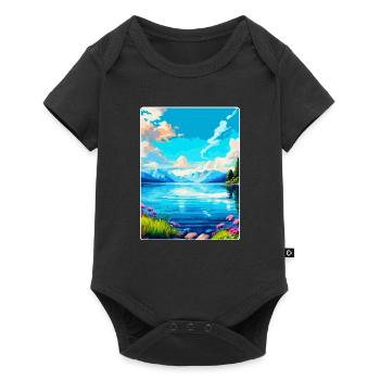 Lac Léman Suisse France Affiche de voyage WPA - Body à manches courtes Premium Bébé - noir - Devant